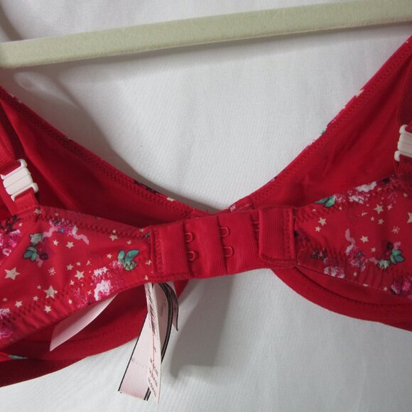 Victoria's Secret Bra Red Floral Demi Unlined Underwire Convertible Size 34D NWT - Picture 7 of 12